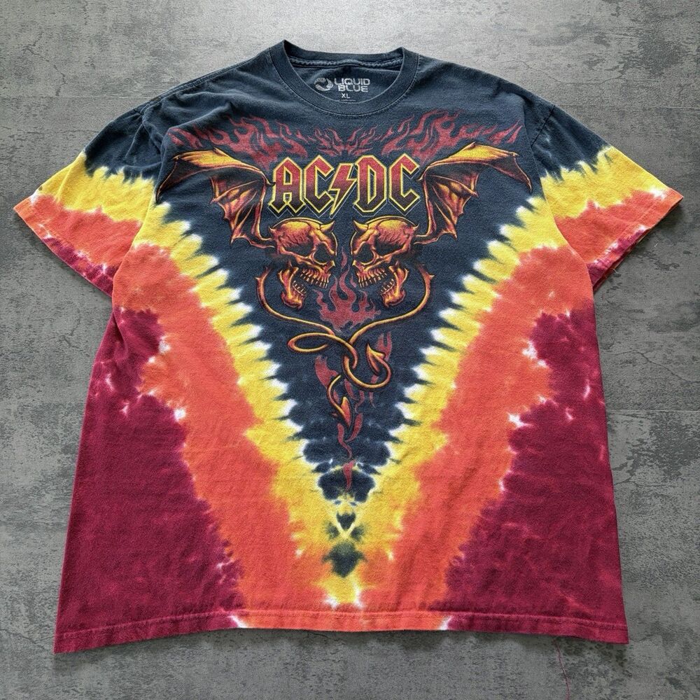 AC/DC Sympathy For The Devil Tie Dye T-Shirt Men's Sz XL Liquid Blue